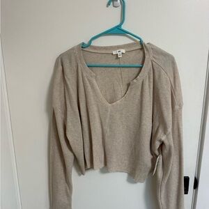 BP Waffle Beige Cropped Long Sleeve XL NWT